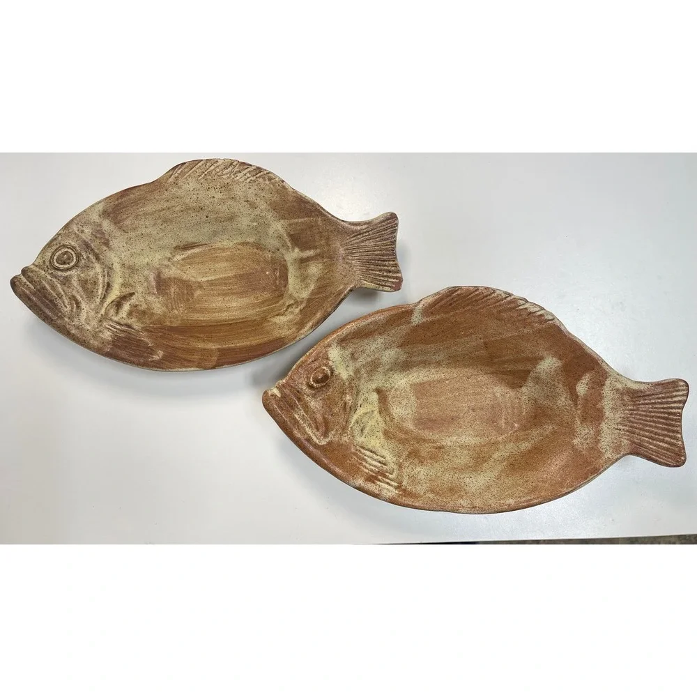 VTG Ovenware by Thora Terracotta Fish Baking Dishes Pottery Stoneware Set of 2
